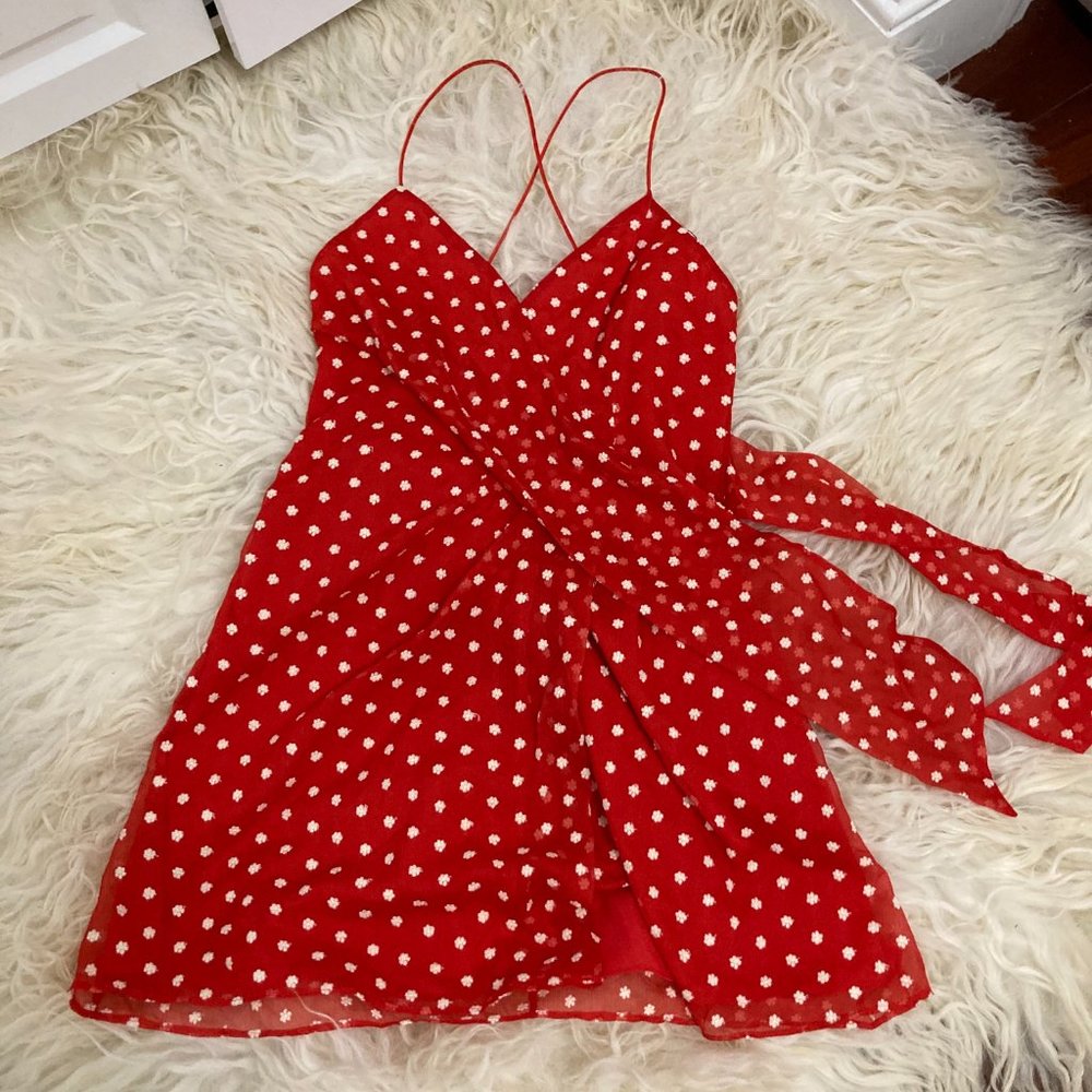 ALICE + OLIVIA Katie Floral Wrap Front Minidress - Picture 7 of 15
